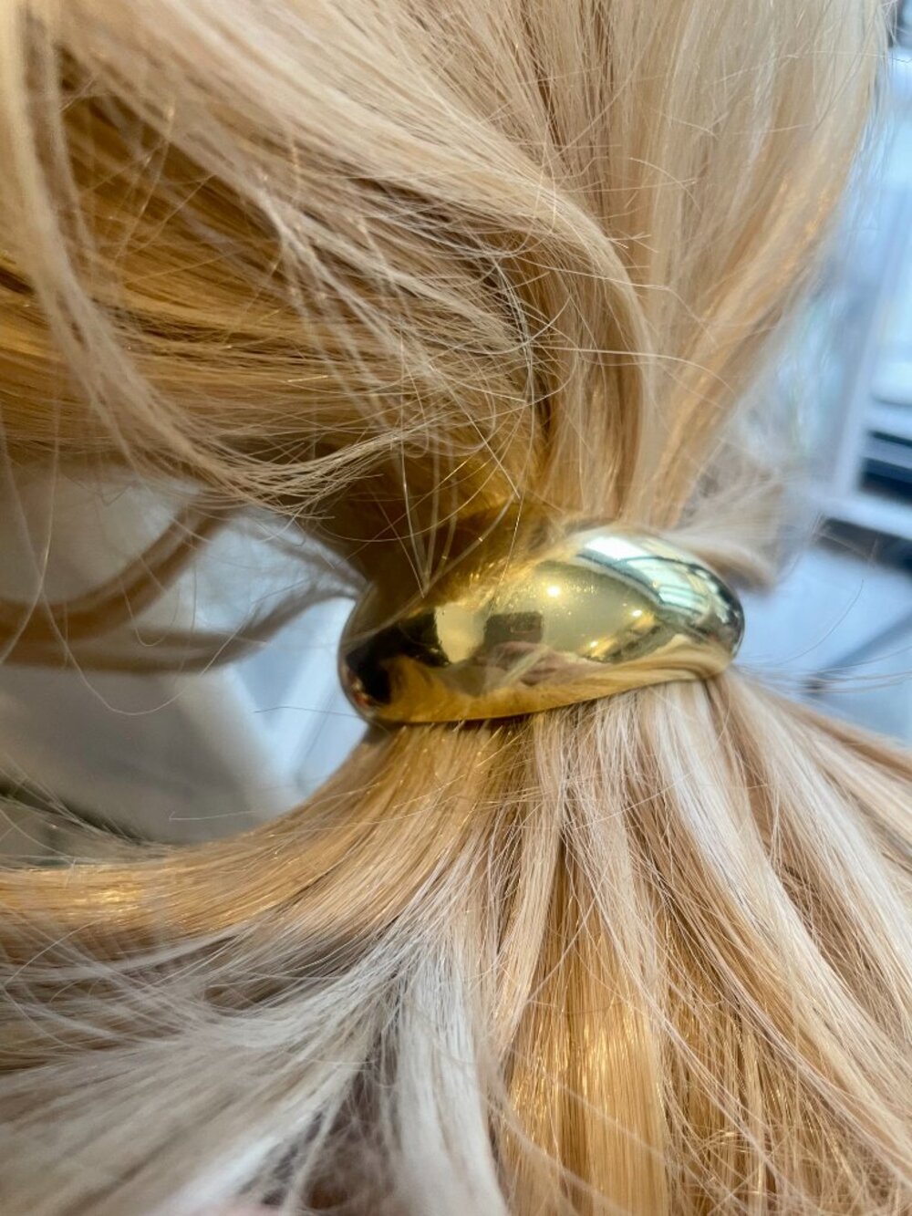 Gold Metallic 3D Bolder Bolted Pony Tail Rubber Band Hair Decor